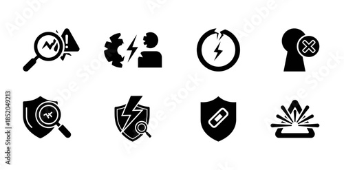Cyber Risk and Threat Detection Icon Pack for Security Monitoring and Incident Response