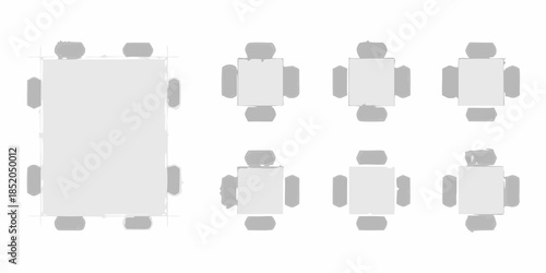 Simple top down view of a rectangular table surrounded by stick figures