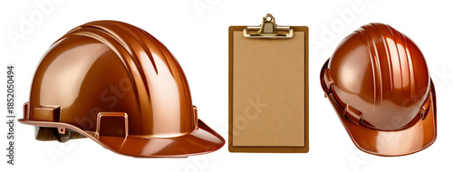 Professional Safety Helmets and Clipboard for Construction Supervisor Role