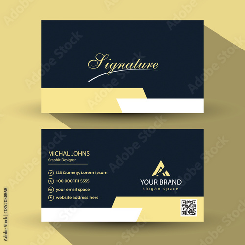 Business card template with gold and black design