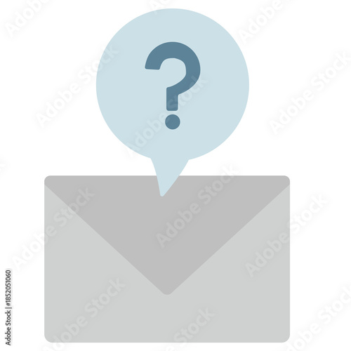 Email Contact Icon with Question Mark Speech Bubble