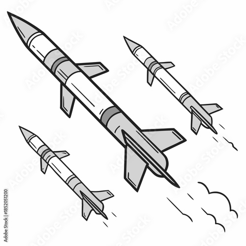 Cuadro en lienzo Advanced defense of interceptor missiles military rockets