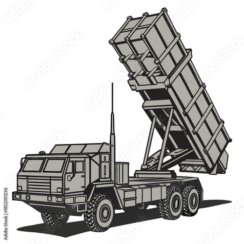 Military truck with missile launcher system vehicle 1