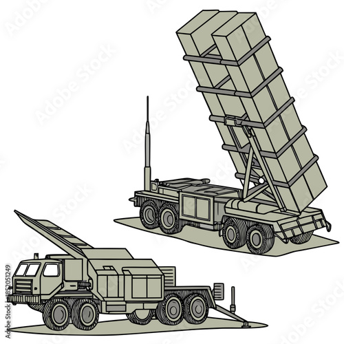 Of modern air defense missile system military vehicle