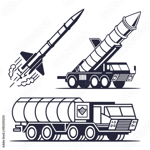 Navy blue of missile defense system truck