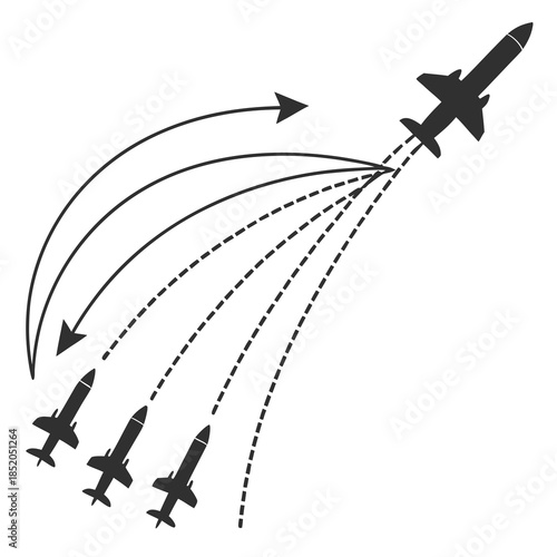 Black missiles trajectory paths defense arrows