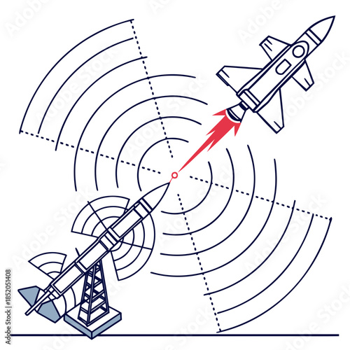 Of missile intercepting target with radar guidance