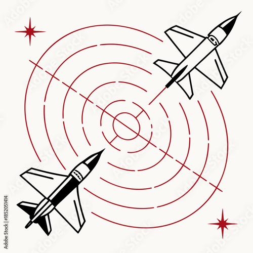 Of two missiles intercepting on radar screen target