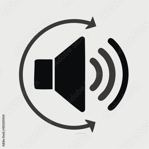 vector illustration of a loud speaker audio icon on a metallic internet button isolated on a white background for web music and communication technology design