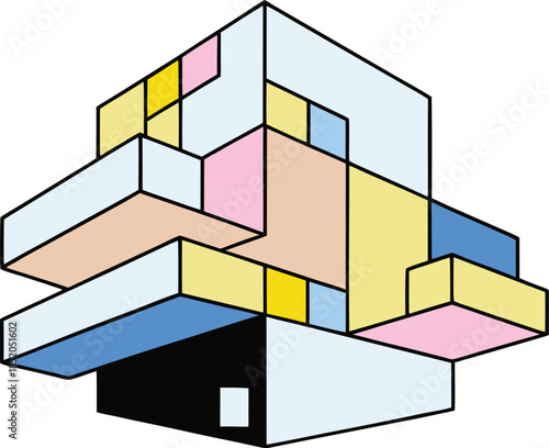 Bold brutalism in a structured block composition