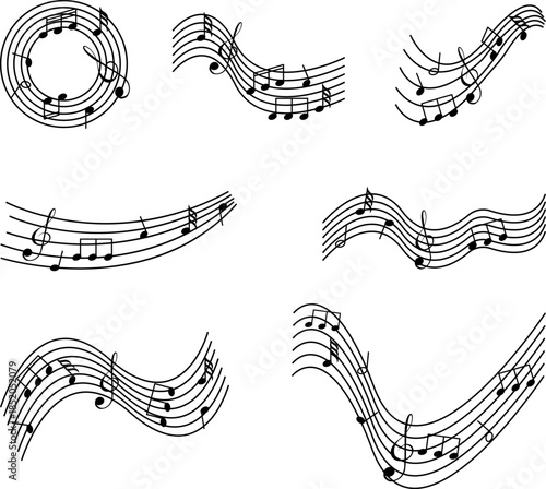 Music Notes Waves
