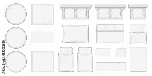 Simple furniture layout plan with various shapes and seating arrangements visualized