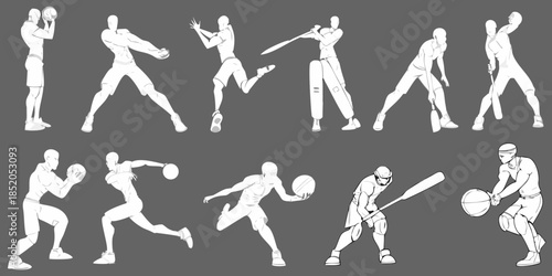 Illustrative series depicting the sequence of a baseball pitch and swing