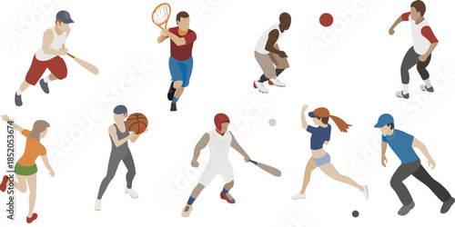 Diverse group of athletes participating in various sports and physical activities