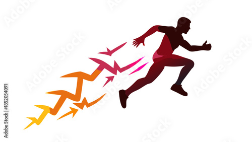 Dynamic silhouette of a person jumping upward, explosive energy and active fitness wellness concept.
