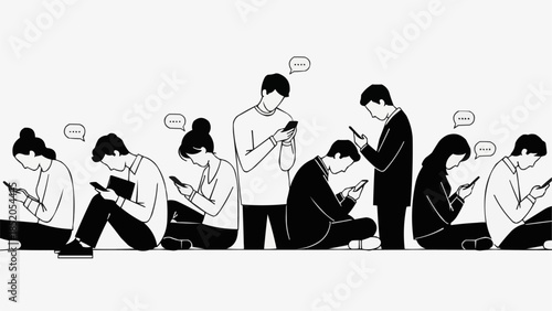 Group of people engrossed in their smartphones.