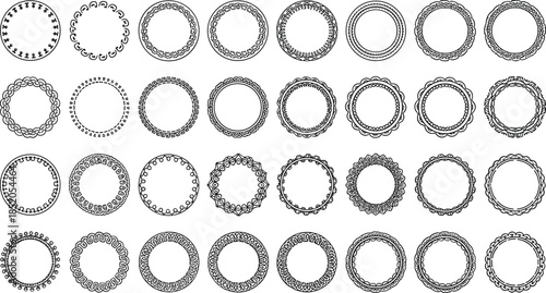 Collection of elegant ornate circular frame designs for decorative use