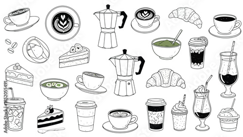 Delicious hand-drawn coffee and pastry illustrations for cafes and restaurants