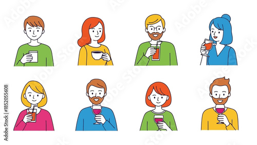 Diverse Group of People Enjoying Refreshing Beverages in Various Settings