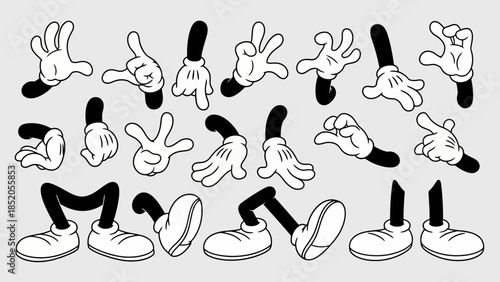 Cartoon character limbs set vector illustration for design projects, clip art and more