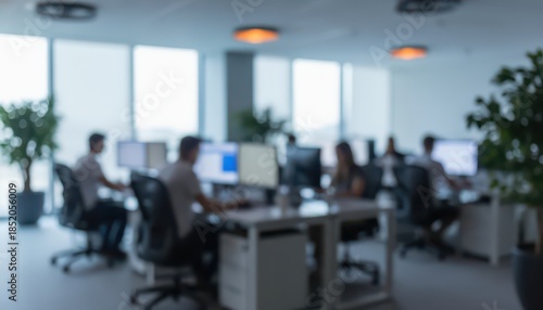 Wallpaper Mural Daytime, bright modern office, blurred background, employees working, business, teamwork Torontodigital.ca