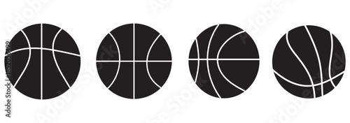 Basketball icon or logo pack. Vector Illustration Outline and flat