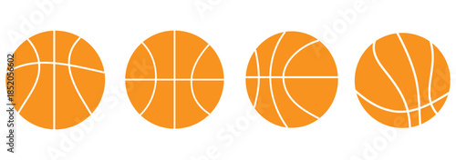 Basketball icon or logo pack. Vector Illustration Outline and flat