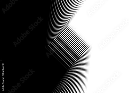 Vector transition from black to white with halftone from broken lines. Modern vector background. Base for covers, packaging, advertising