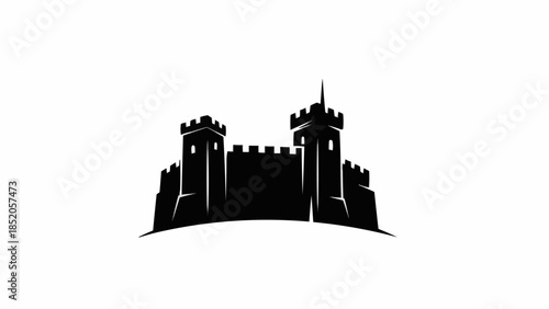 Medieval Castle Silhouette Emblem Design.