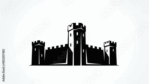Medieval Castle Fortress Silhouette Symbol.