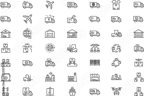 Logistics and transportation icons for business and industry use