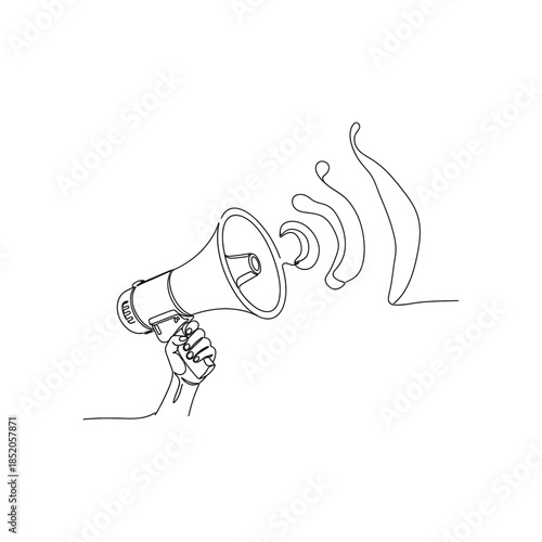 Loudspeaker Announcement Continuous Line Drawing Vector Illustration