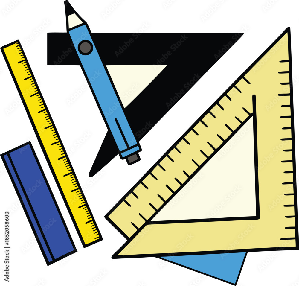 Fototapeta premium Clean geometric tools arranged in hard edge layout