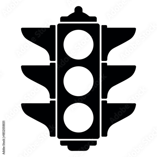 Silhouette of traffic light on white background simple transportation signal to control vehicle flow for urban infrastructure planning