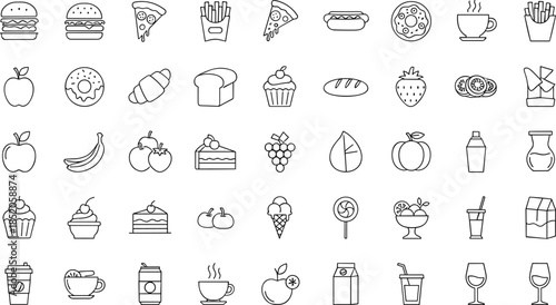 Variety of food and drink icons for commercial use