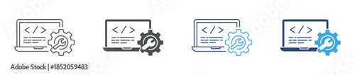 Software Development Icon Set, Programming and System Configuration Icon, Coding, Optimization and IT Solution Concept, Vector Illustration
