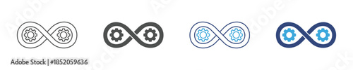 DevOps Automation Icon Set, Continuous Integration Icon, Software Lifecycle, Workflow Automation and System Reliability Concept, Vector Illustration