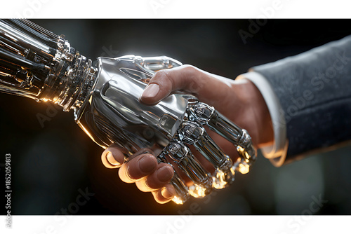 Human-Robot Collaboration in a Futuristic Setting, Digital Artwork, Focus on Connection