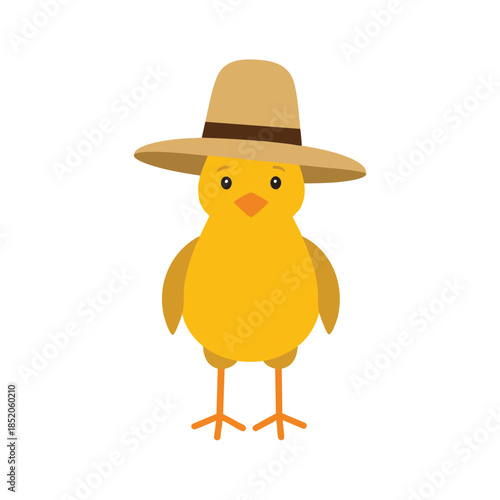 Cartoon chick wearing a hat.