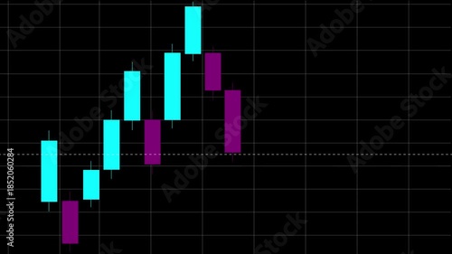 Close-up of a digital stock market candlestick chart showing bullish and bearish trends for financial trading and investment analysis. Dynamic stock market graph with candlestick

