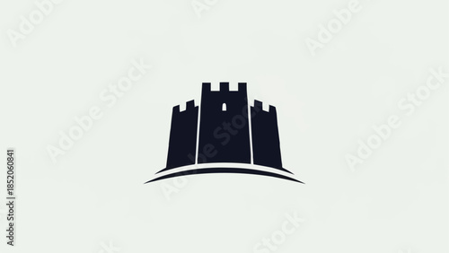Stylized Silhouette of a Medieval Castle Fortress.