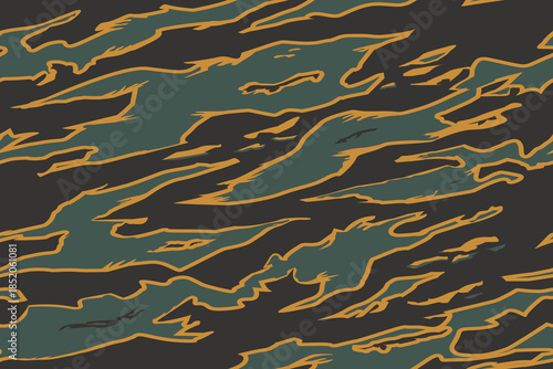Vector seamless camo tiger stripe army fatigue pattern design