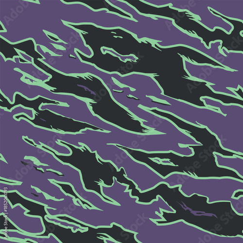 Vector seamless camo tiger stripe army fatigue pattern design