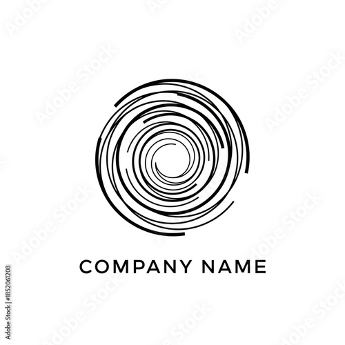 Abstract Circular Swirl Logo Design with Concentric Lines and Modern Aesthetic.