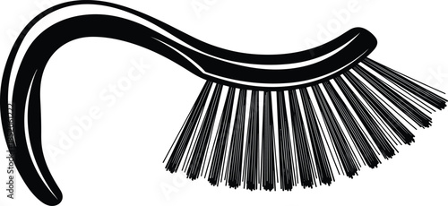 sh, stylized cleaning tool, household hygiene icon, curved handle brush, bold lineminimal brush design, editable household icon
