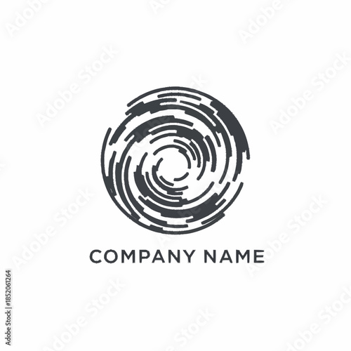 Abstract Circular Vortex Logo Design with Dynamic Swirling Lines.