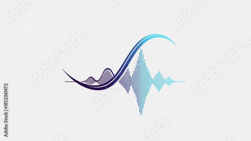 Abstract sound wave and waveform graphic representing audio technology and digital signal processing isolated on a clean white background