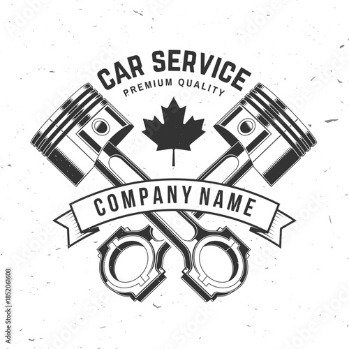 Auto service logo, emblems, badges and icons. Vector. For expert service car repair center, restoration and car club with automobile tools pistons silhouette