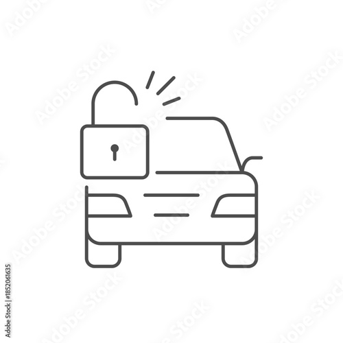 Car unlocking line outline icon