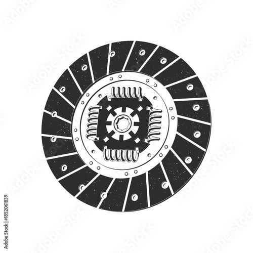 Automobile car disk clutch icon isolated on white background. Vector. Concept for expert service car repair center, restoration and car club in monochrome style.